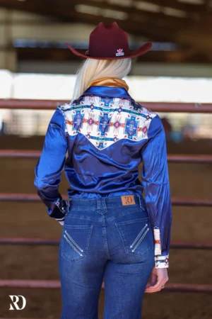 Tuscon Navy Satin Performance Rodeo Shirt - Image 2