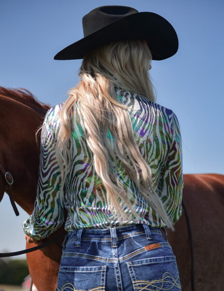 Colorful Foil Zebra Print Lightweight Stretch Jersey - Image 2