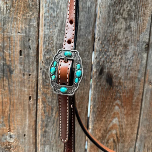 Draft Medium Oil Basketweave Turquoise Browband - Image 3